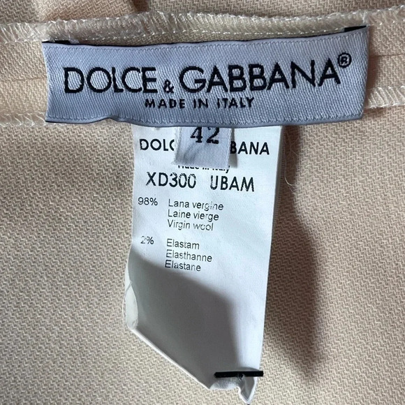Dolce & Gabbana Virgin Wool Cream Mini Dress with belt Women Size 6 Medium IT 42 - Picture 11 of 11